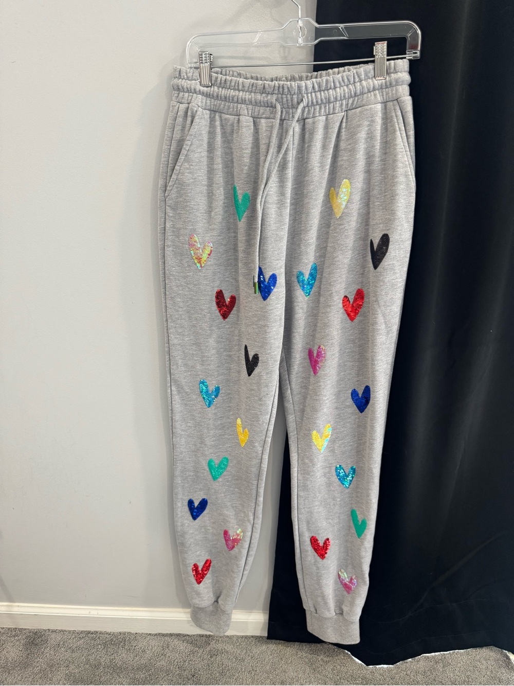 Queen of Sparkles Grey Heart Sweatpants and Sweatshirt Set - Picture 6 of 9